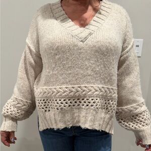 Altar'd State Cream V-Neck Sweater